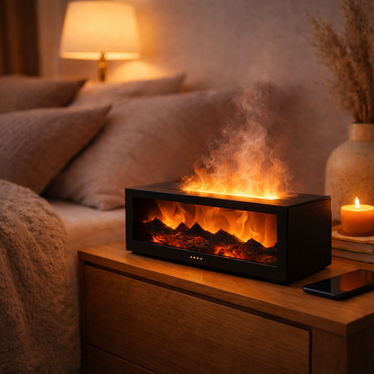 Diffuseur Cheminée Effet Flamme 7 Couleurs – Humidificateur Aromathérapie Luxe