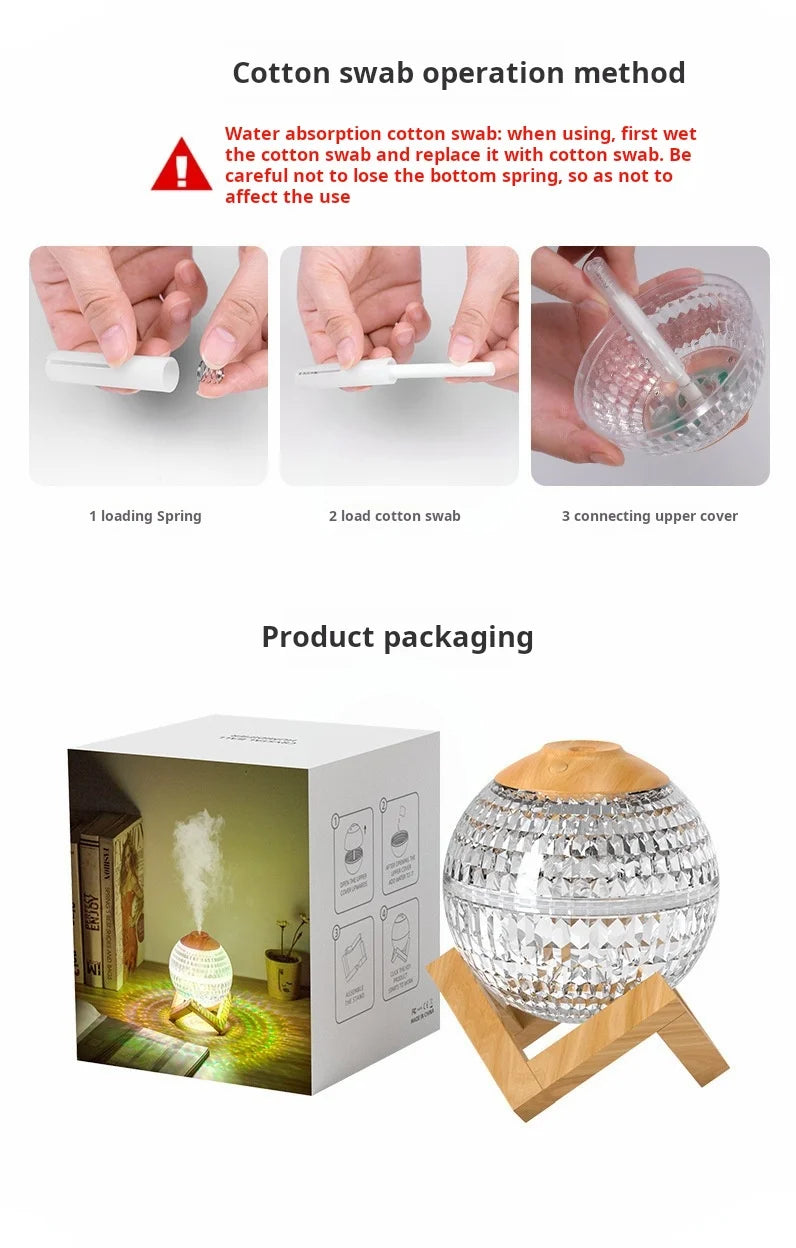 350ml Crystal Light Diffuser – Zen Ambiance LED Humidifier