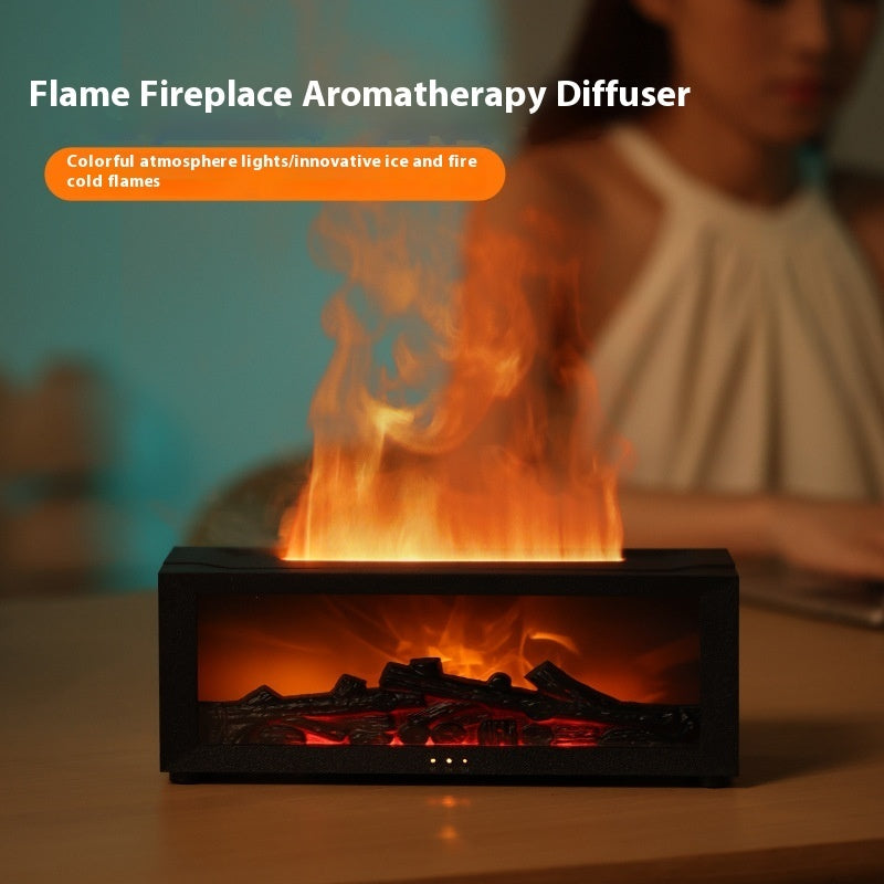7-Color Flame Effect Fireplace Diffuser – Luxury Aromatherapy Humidifier