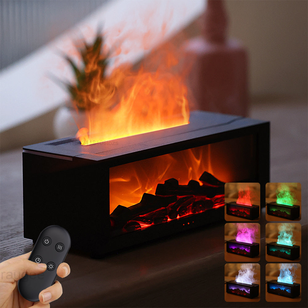 7-Color Flame Effect Fireplace Diffuser – Luxury Aromatherapy Humidifier