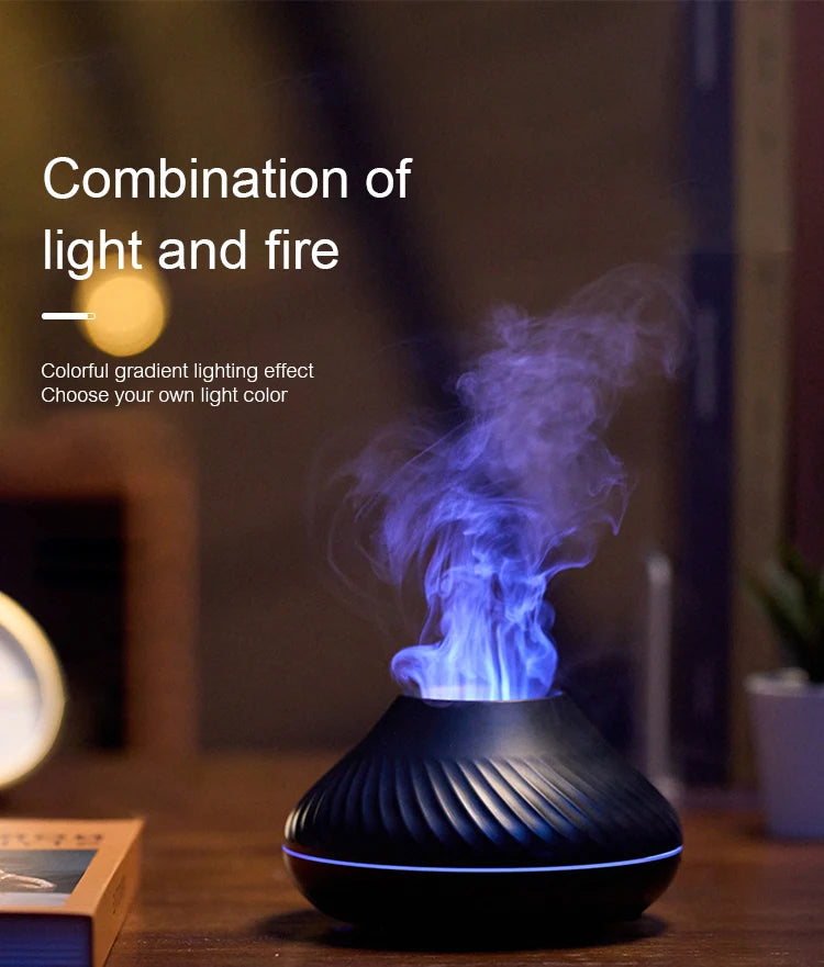Volcano Diffuser with Flame Effect 130ML – Relaxing Ultrasonic Aromatherapy