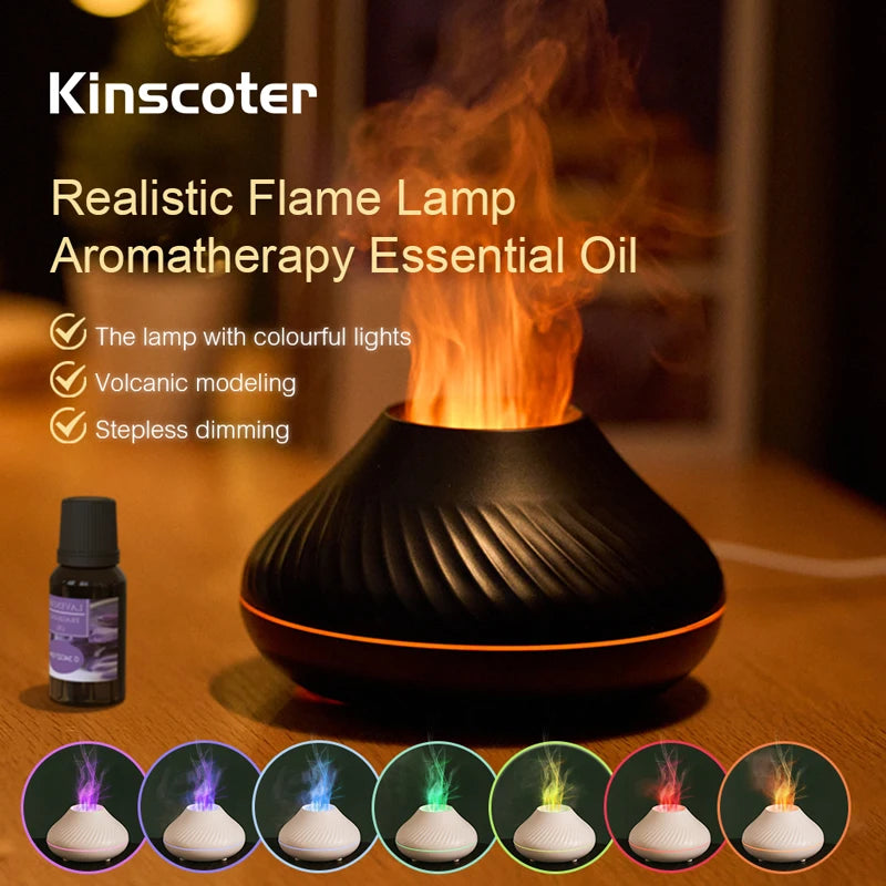 Volcano Diffuser with Flame Effect 130ML – Relaxing Ultrasonic Aromatherapy