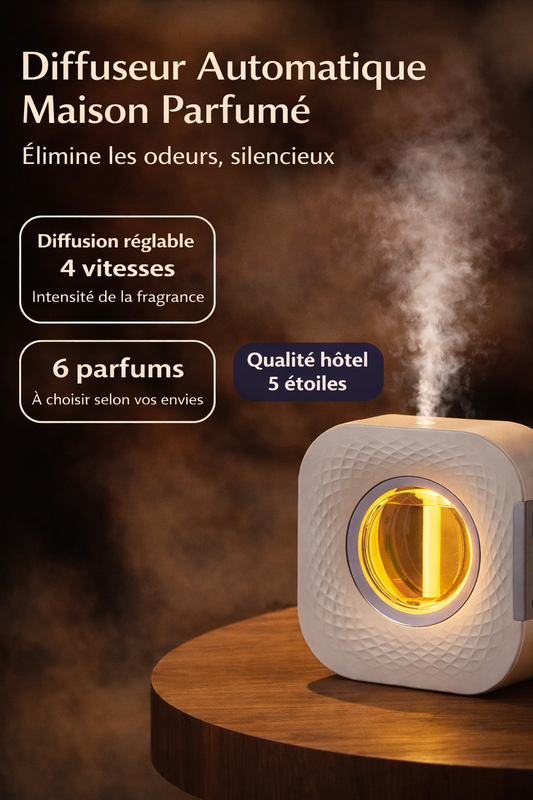 Diffuseur Automatique Maison Rechargeable – Désodorisant Ultrasonique Aérosol Parfum d’Ambiance Luxe