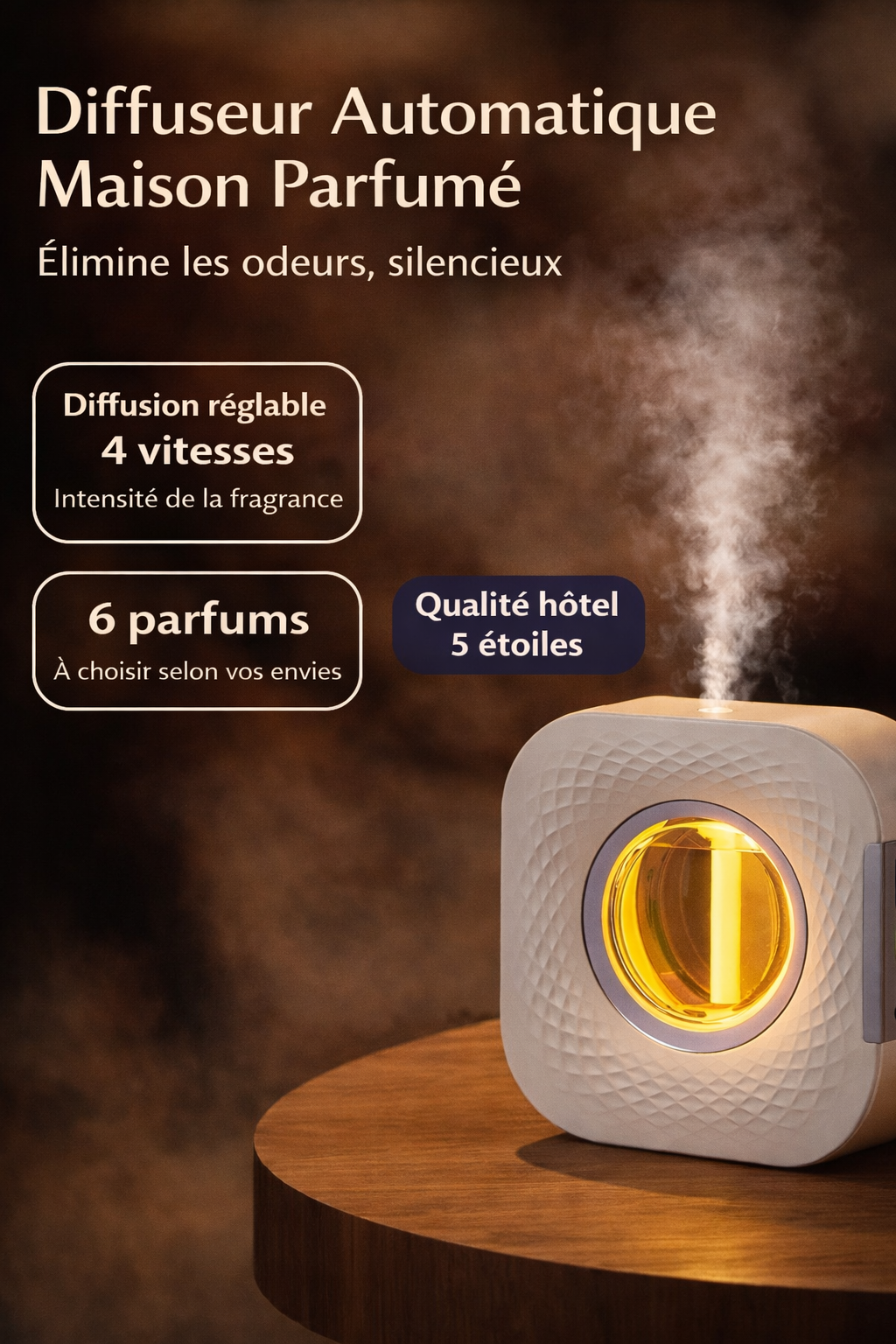 Diffuseur Automatique Maison Rechargeable – Désodorisant Ultrasonique Aérosol Parfum d’Ambiance Luxe