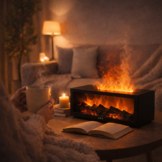 Diffuseur Cheminée Effet Flamme 7 Couleurs – Humidificateur Aromathérapie Luxe