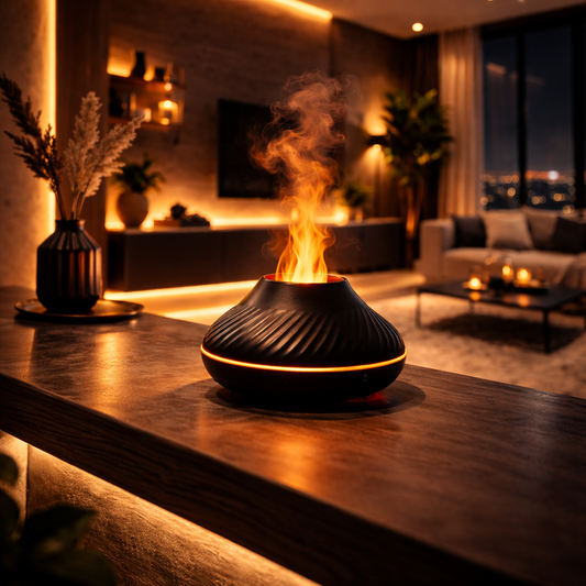 Diffuseur Volcan Effet Flamme 130ML – Aromathérapie Ultrasonique Relaxante