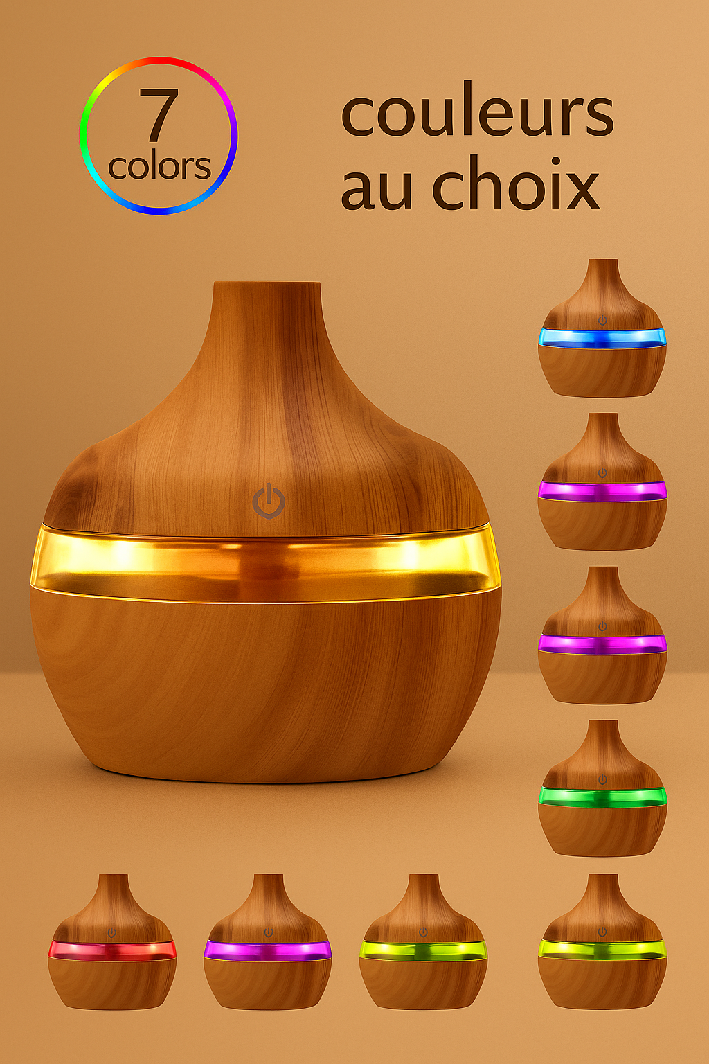 Diffuseur d’Huiles Essentielles 300ml Effet Bois – Humidificateur Décoratif Zen pour Créer une Ambiance Relaxante à la Maison