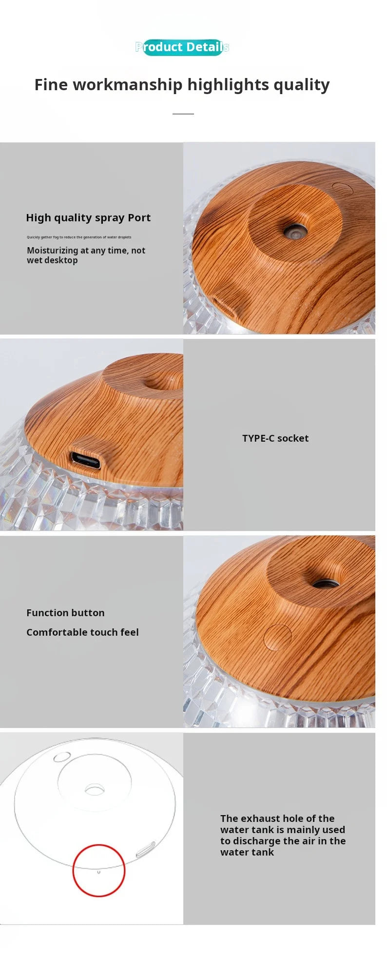 350ml Crystal Light Diffuser – Zen Ambiance LED Humidifier