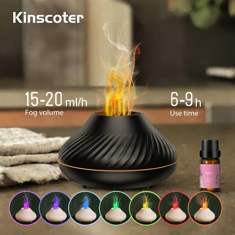 Volcano Diffuser with Flame Effect 130ML – Relaxing Ultrasonic Aromatherapy
