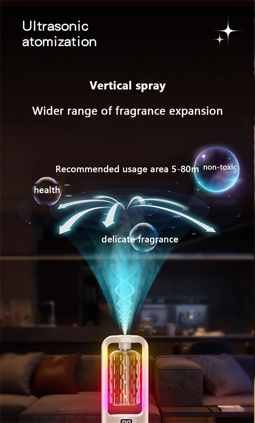 diffuseur Humidificateur d’Air Décoratif avec Lumières d’Ambiance – Ultra Silencieux