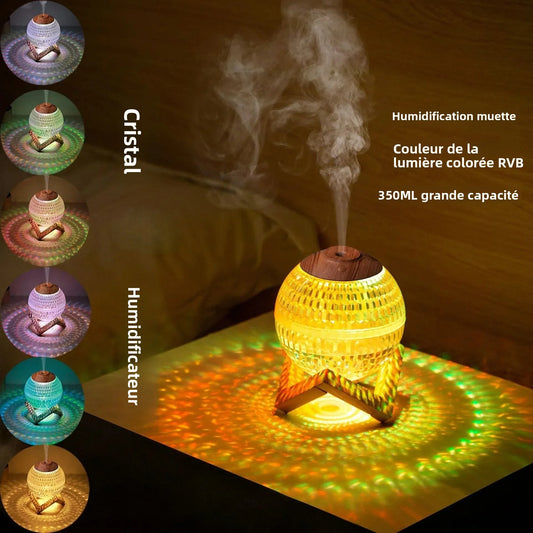 Diffuseur Cristal Lumineux 350ML – Humidificateur LED Ambiance Zen