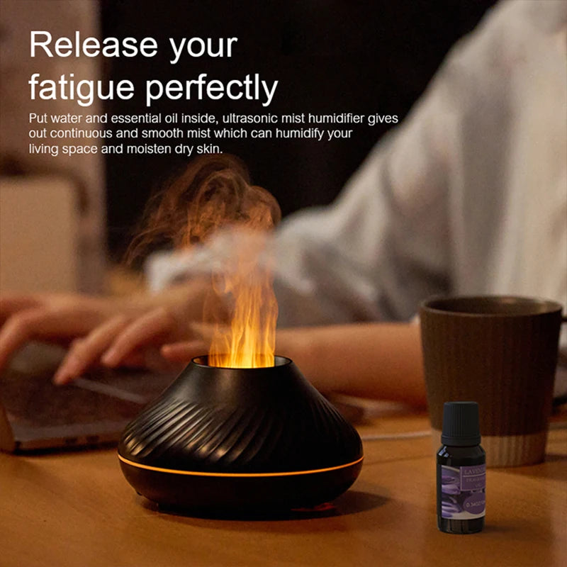 Volcano Diffuser with Flame Effect 130ML – Relaxing Ultrasonic Aromatherapy